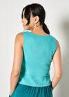 Tie Front Linen Waistcoat, Aqua - Turquoise, large