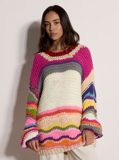 Multicoloured Wave Chunky Jumper