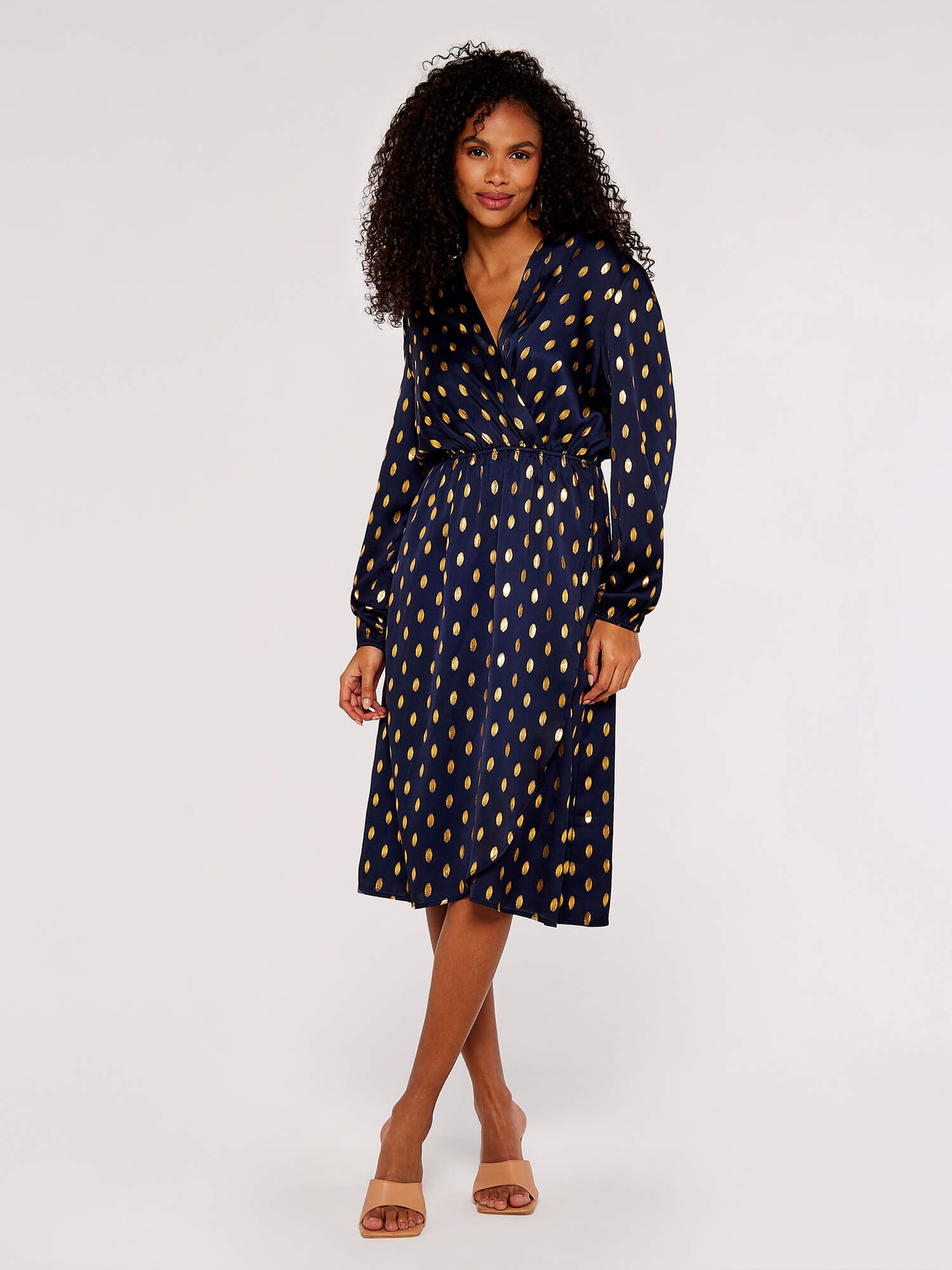 Gold spot print dress store