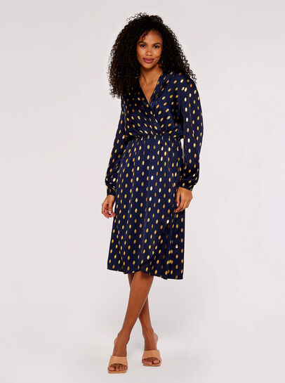 Metallic Gold Spot Midi Dress