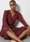 Polka Dot Chiffon Wrap Midi Dress, Burgundy, large
