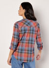 Grandad Collar Check Shirt, Blue, large