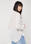 Cotton Stripe Boxy Shirt, White, large