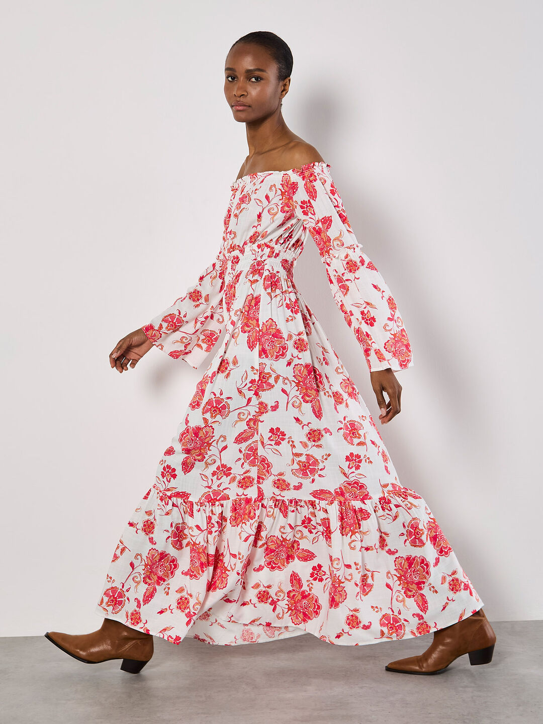 Floral Bardot Maxi Dress