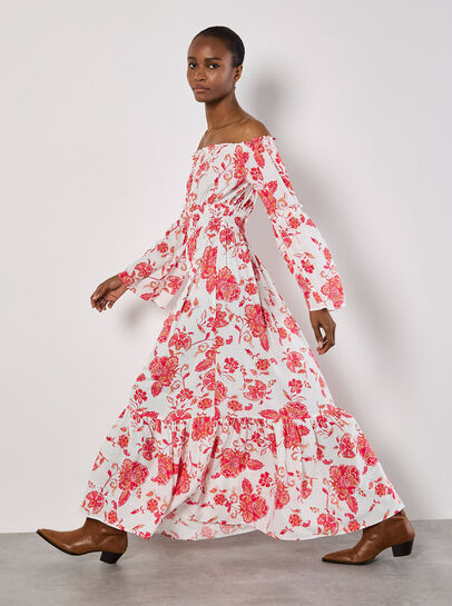 Floral Bardot Maxi Dress