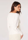 Batwing Sleeve Studded Jumper, White, large