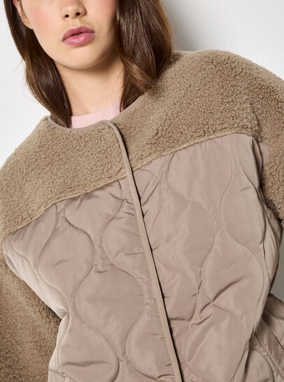 Contrast Borg Quilted Jacket