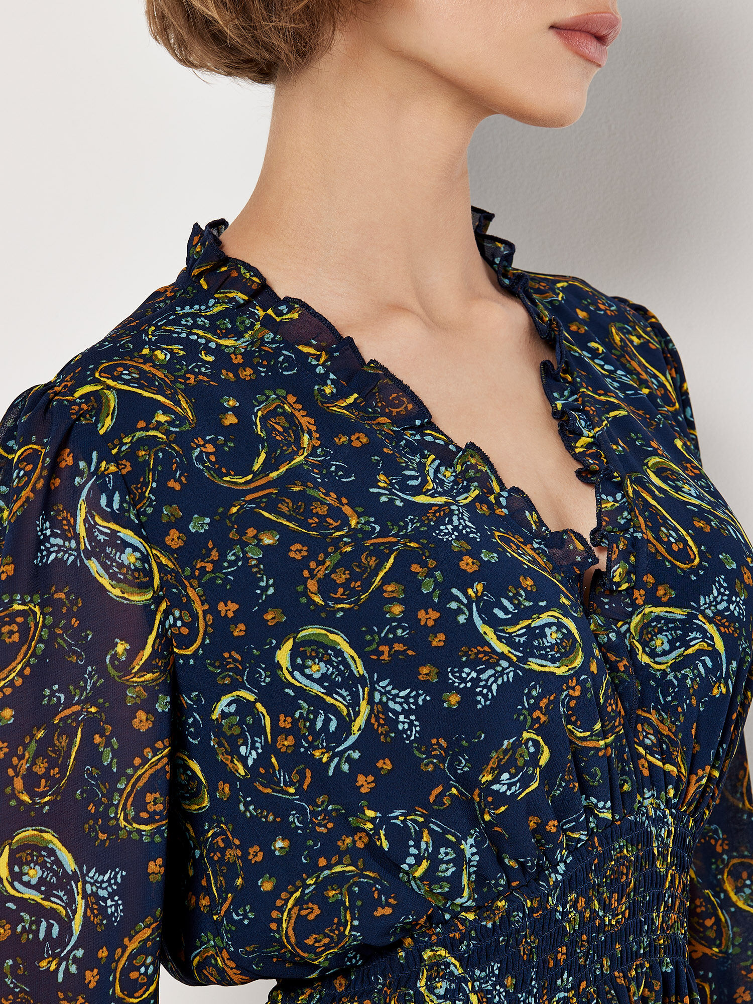 Paisley Ruffle Mini Dress | Apricot Clothing