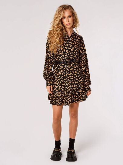 Leopard Print Shirt Mini Dress