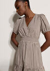 Stripe Wrap Midaxi Dress, Brown, large