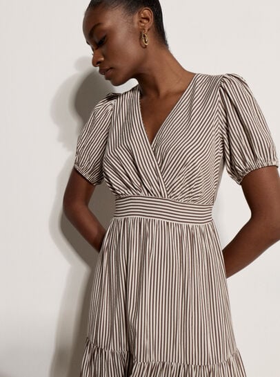Stripe Wrap Midaxi Dress