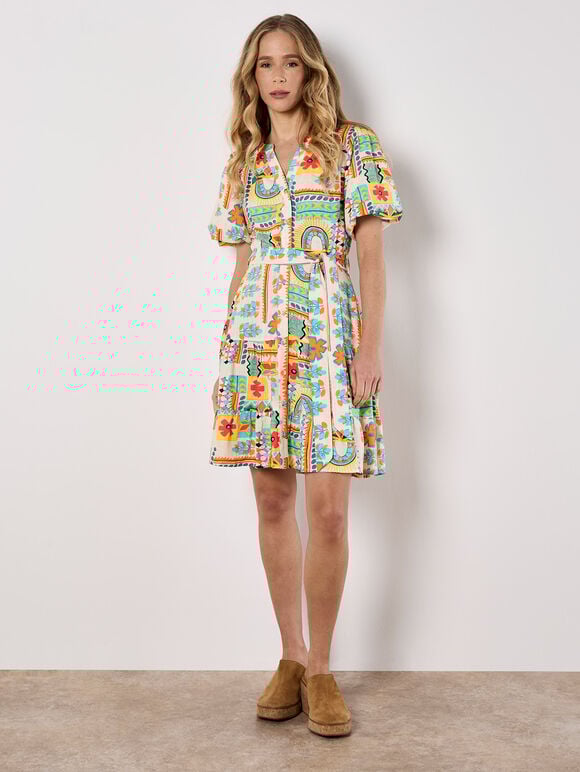 Tropical Patchwork Mini Dress, Assorted, large