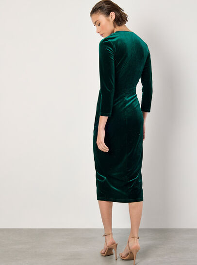 Glitter Velvet Wrap Midi Dress