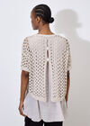 Knitted Mesh Layered Tunic Top, Stone, large