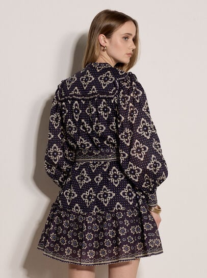 Tile Print Shift Mini Dress