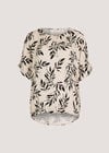 Leaf Print Woven T-Shirt, Stone, large