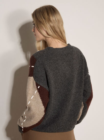 Argyle Diamond Colour Block Jumper