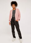 Chunky Knit Cropped Cardigan, Pink, large