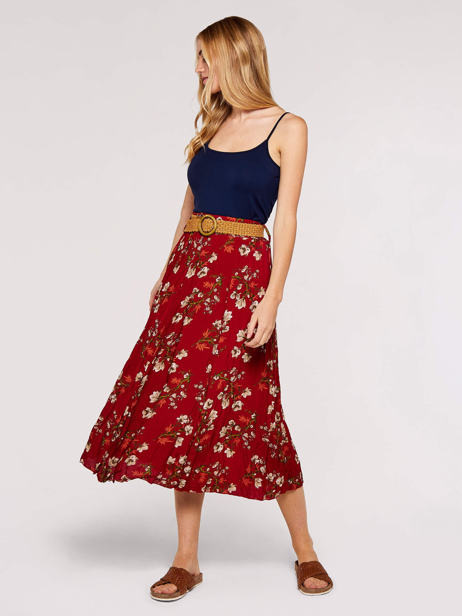 Blossom Belted Midi Skirt
