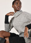 Ribbed Knit Colour Block Mini Dress, Black, large