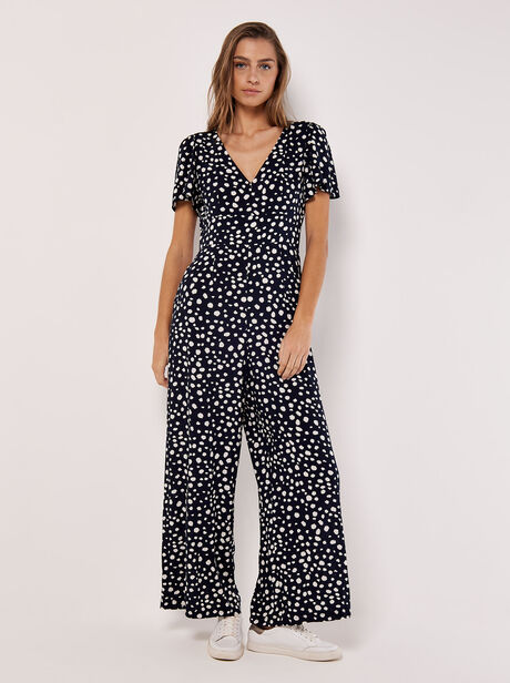 Painterly Dot Wide-Leg Jumpsuit