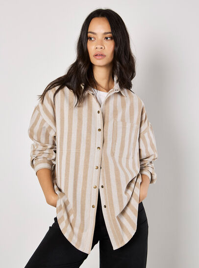 Twill Stripe Oversized Shacket