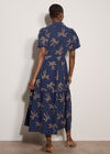 Embroidered Palms Cotton Midi Dress, Blue, large