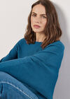 Textured Knit Lightweight Jumper, Teal, large