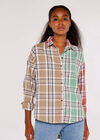 Patchwork Plaid Shirt, Mint, large