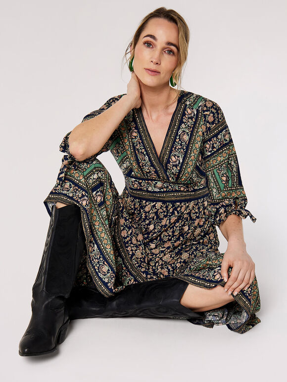 Sarasa Floral Maxi Dress, Navy, large