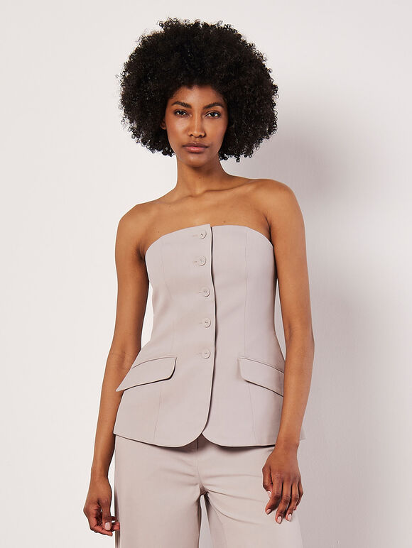 Tailored Bandeau Waistcoat, Stone, large