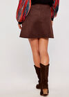 Suedette 2 Zip Pocket Panel Skirt, Brown, large