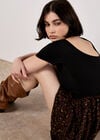 Leopard Print Jersey Mini Dress, Brown, large