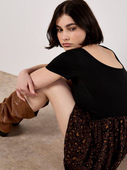 Leopard Print Jersey Mini Dress