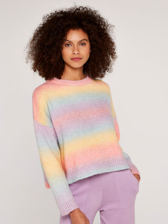 Rainbow Ombre Jumper, Pink, large
