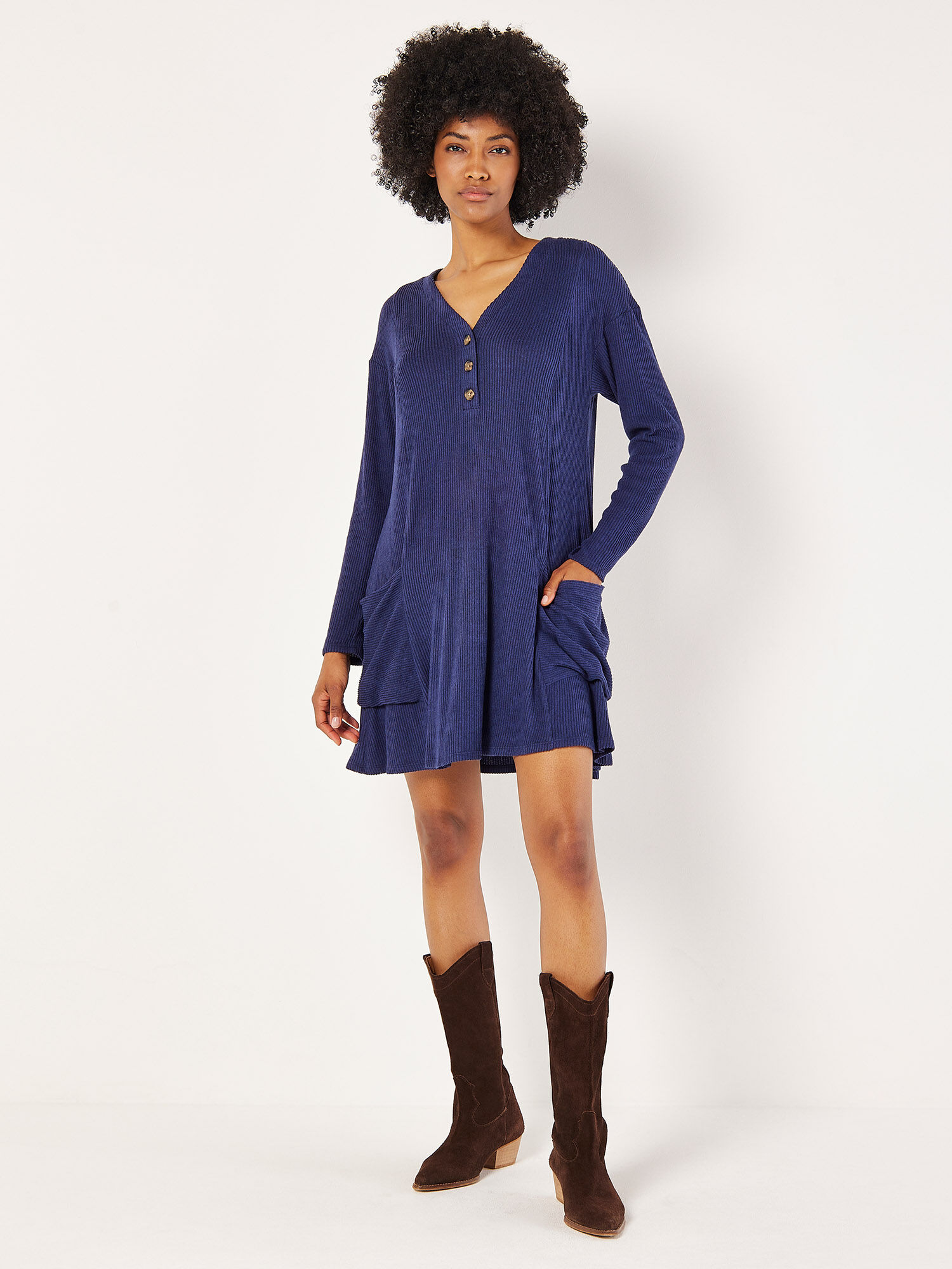 Mini Robe En Maille Cotelee Douce Au Toucher Vetements Apricot