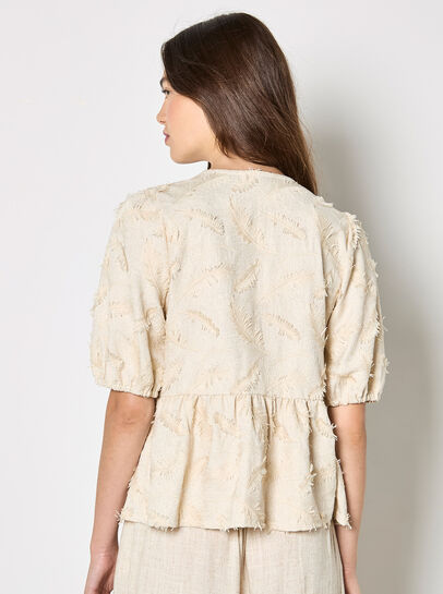 Eyelash Embroidery Linen Blend Blouse