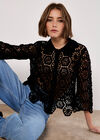Geometric Crochet Shirt, Black, large