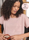 Slub Button Lounge Tee, Pink, large