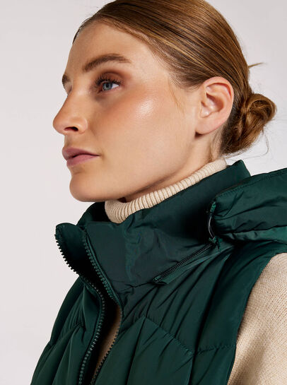 Hooded Zip Puffer Gilet
