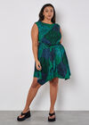 Curve Animal Patchwork Mini Dress, Green, large