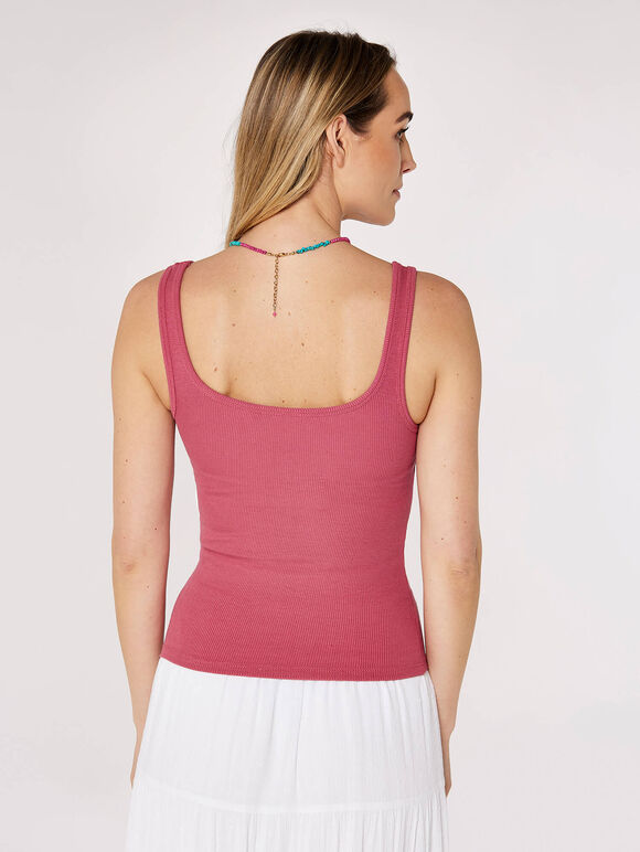 Ribbed Jersey Vest Top, Pink, large
