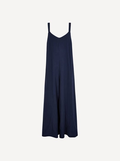 Wide-Leg Textured Cotton Jumpsuit