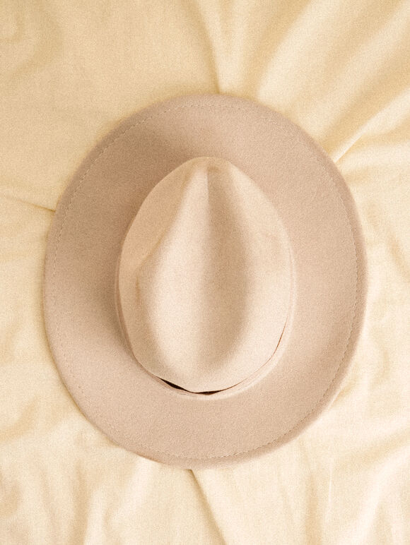 Wool Fedora Hat, White, large