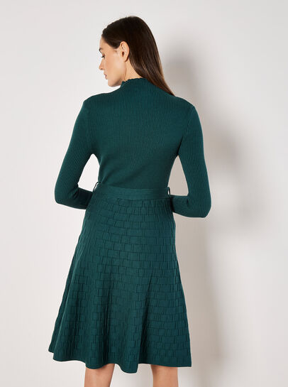 Mock Neck Knitted Mini Dress