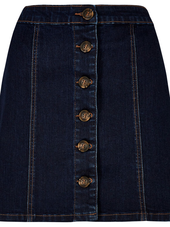 Navy Denim Mini Skirt, Navy, large