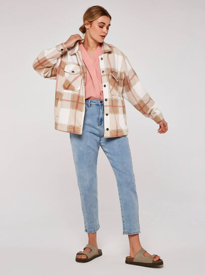 Check Button Down Shacket