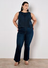 Cotton Lace Bow Top, Navy, large