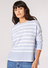 Split Hem Stripe Knitted Jumper, Blue, large