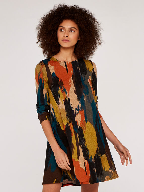 Paintstroke Dress, Mustard, large